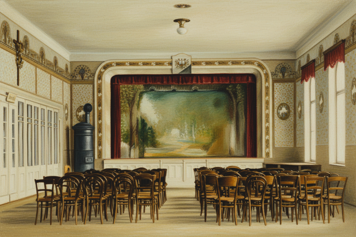 Původní sál spolkového domu. V současné době v moderní podobě využíváme pro různé akce.